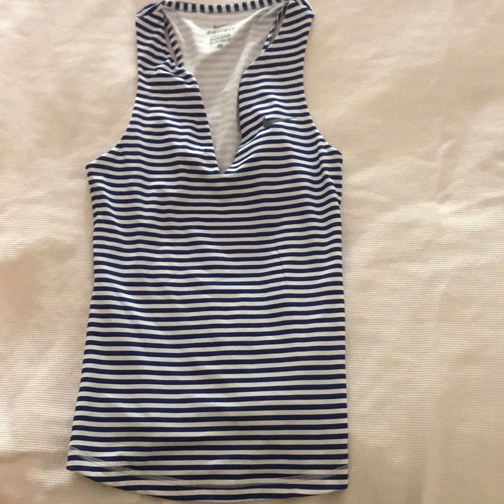 Striped Dri-fit workout top by Nike.
